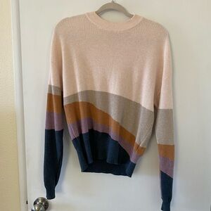 Prana Desert Road Striped Sweater Relaxed Fit Desert Colors Organic Cotton Small